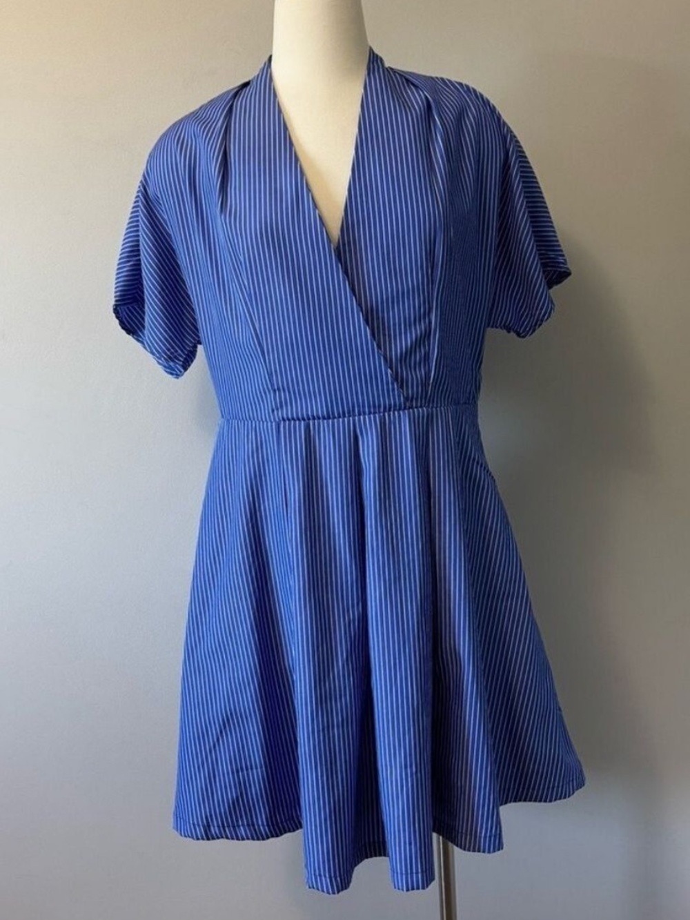 Molly Bracken Blue Striped Mini Dress SZ Large